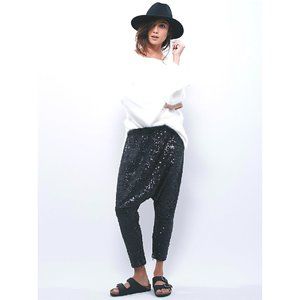 One Teaspoon Angel inside Sequin Pant Harem Pant Black never worn chic datenight